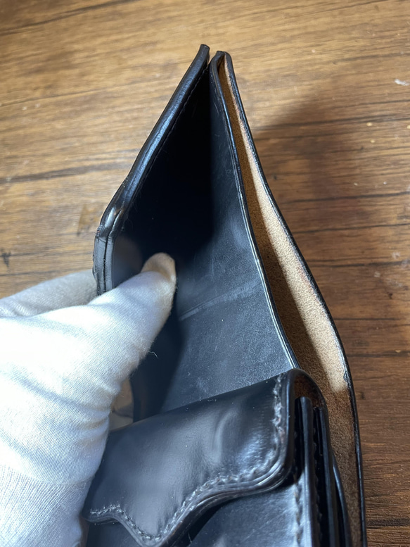『即納』WK-02 2つ折り財布小銭横　ブラック　クロムエクセル 7枚目の画像