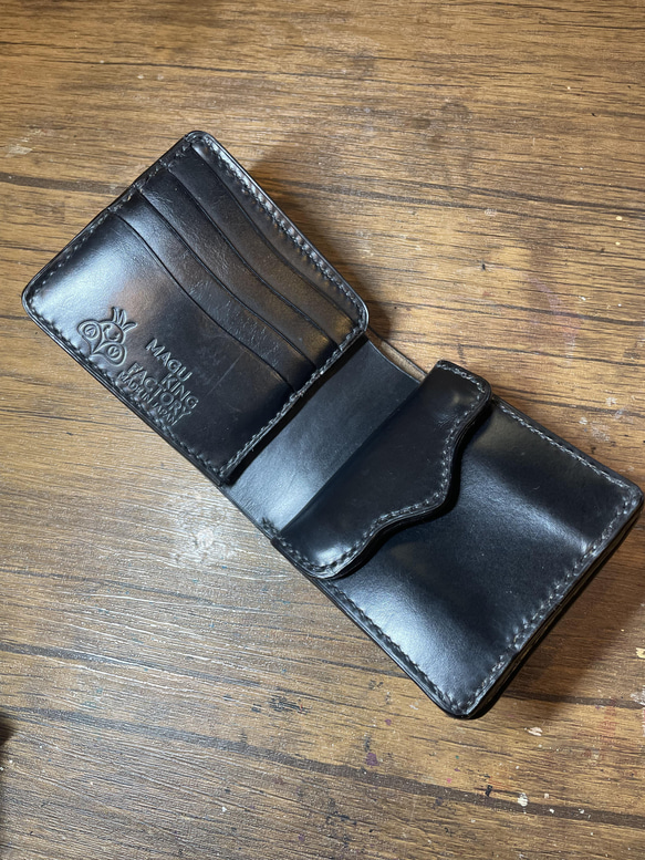 『即納』WK-02 2つ折り財布小銭横　ブラック　クロムエクセル 2枚目の画像