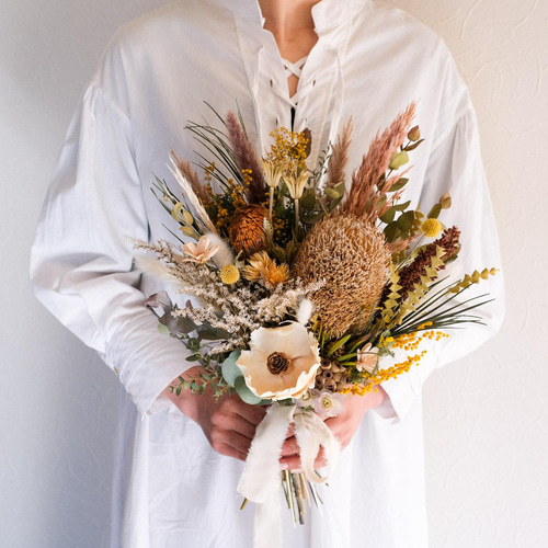 バンクシアのドライフラワーブーケ＊ウェディングブーケ ブーケ 花 と