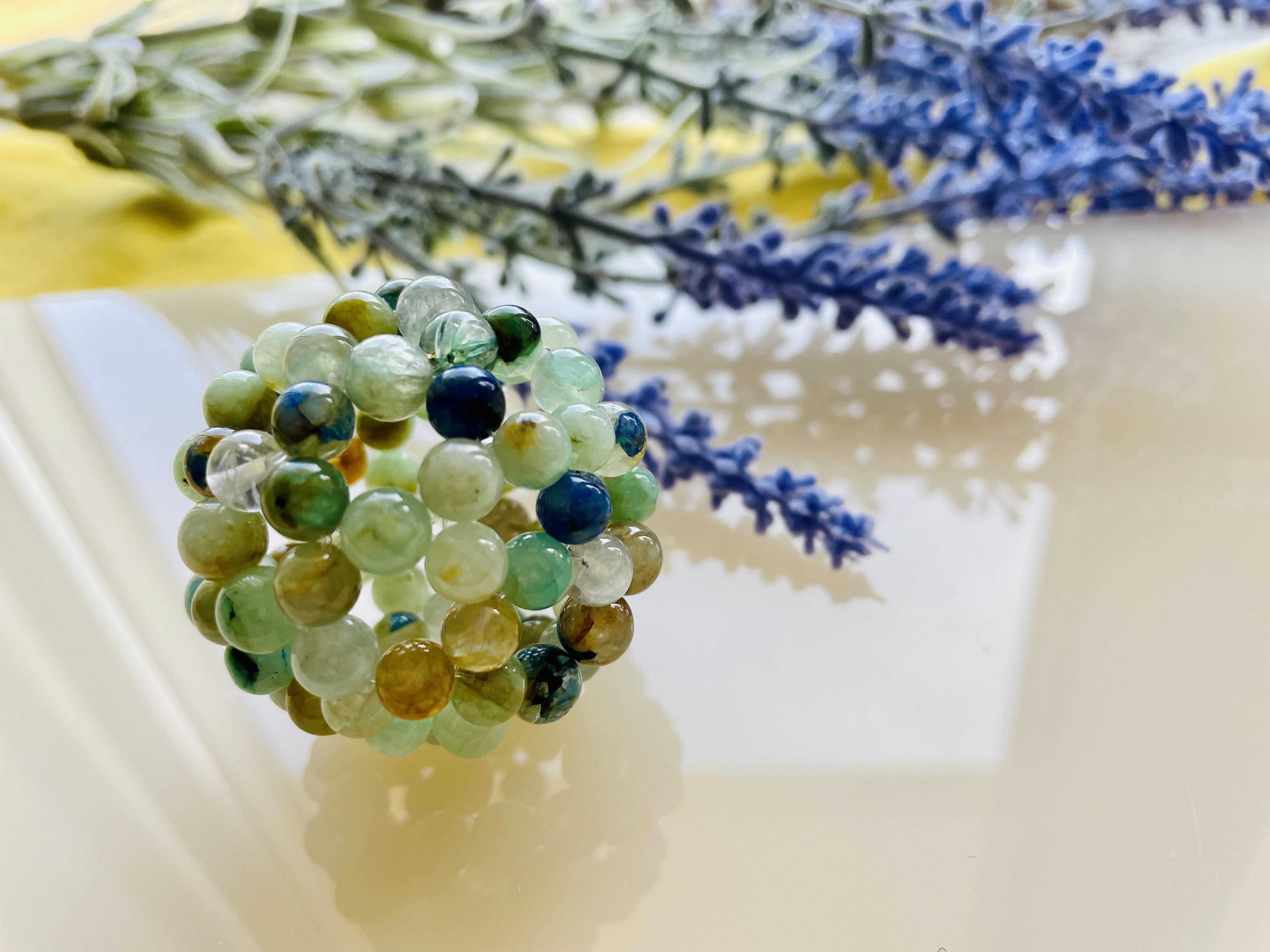 ♡送料無料♡ 希少　天然石　クリソコラシリカ　6㎜使用　フラーレン