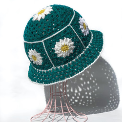 ハンドメイドハット帽子花モチーフフリル個性的