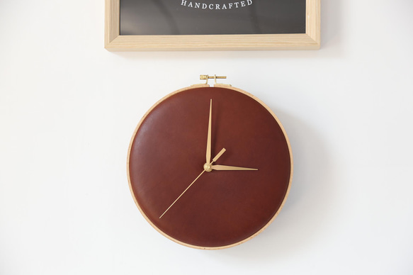 【切線派】シンプル 革壁掛け時計　プレゼントラッピング 2枚目の画像