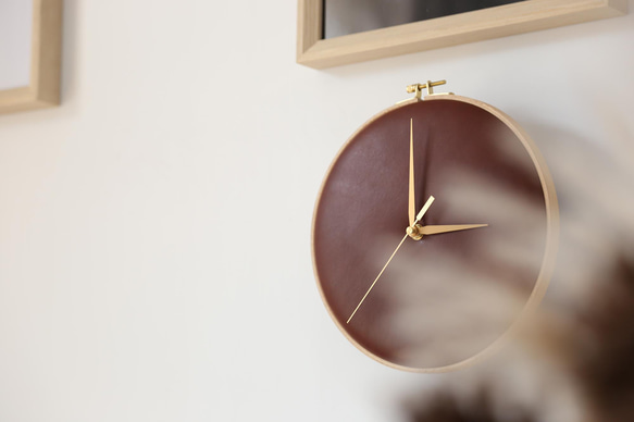 【切線派】シンプル 革壁掛け時計　プレゼントラッピング 11枚目の画像