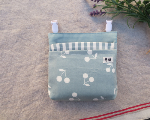 さくらんぼ*の移動ポケット ふた無し ブルー その他入園グッズ miichi