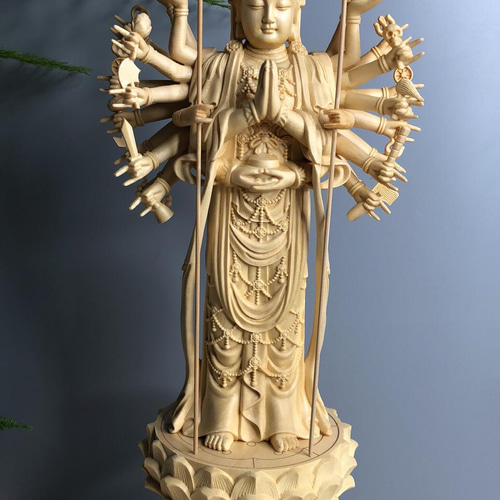 永富一伸 一位材 木彫 達磨尊 彫刻置物 木箱