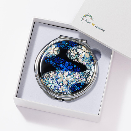 天然貝 コンパクトミラー（夢桜 -優-） シェル ・ 螺鈿アート