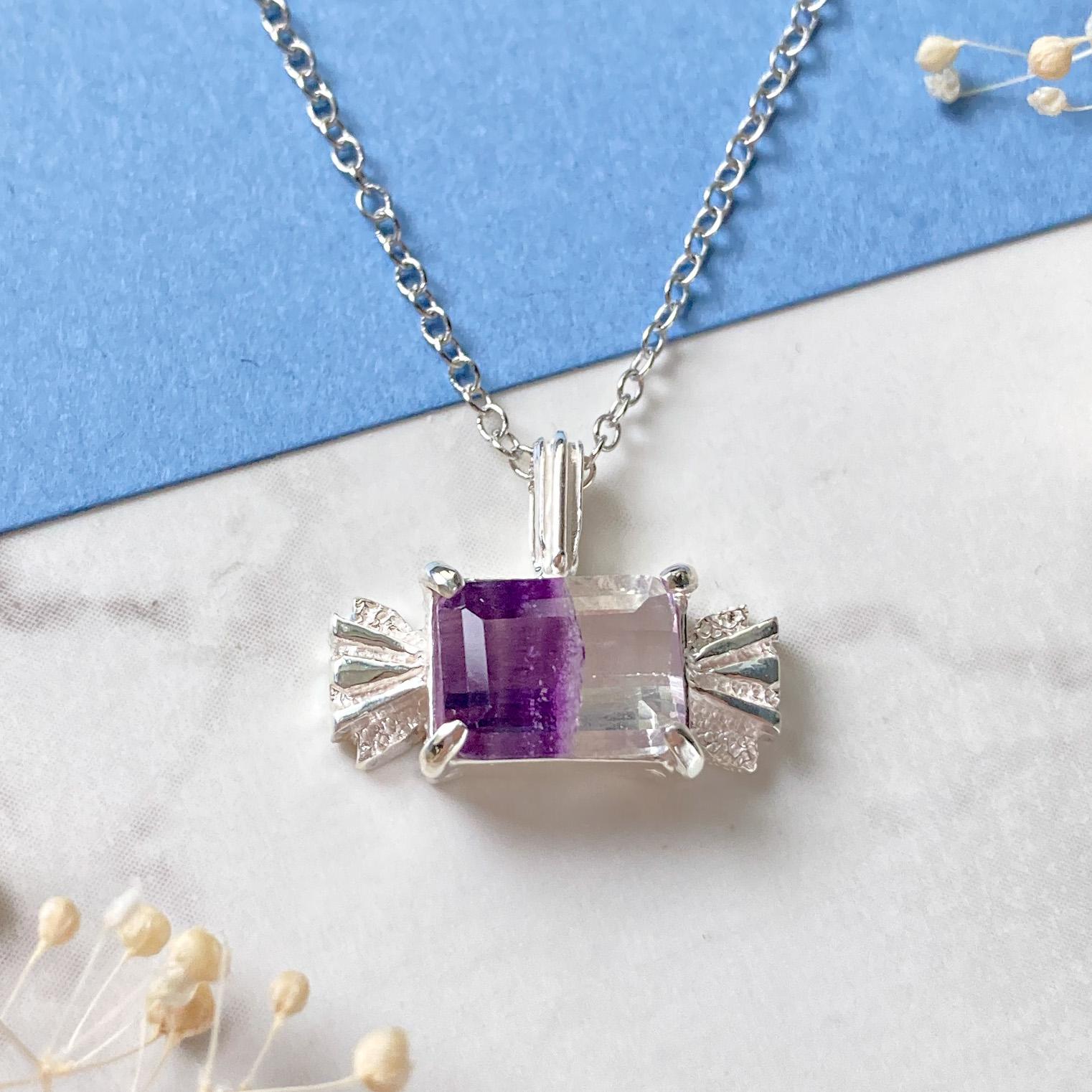 【受注】バイカラーフローライトのキャンディネックレス SV925 10,350円