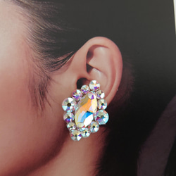 ⭐️セール！スワロフスキークリスタルABオーロラセット イヤリングorピアス Brilliant Aurora 2Flowerピアス&イヤリング/Crystal | KTY