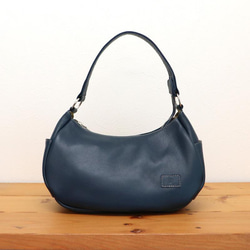 縫左衛門⭐︎美品未使用ネイビー レザー ショルダーバッグ 送料無料】縫左衛門・2WAY・ハンドバッグ・ショルダーバッグ・ネイビー