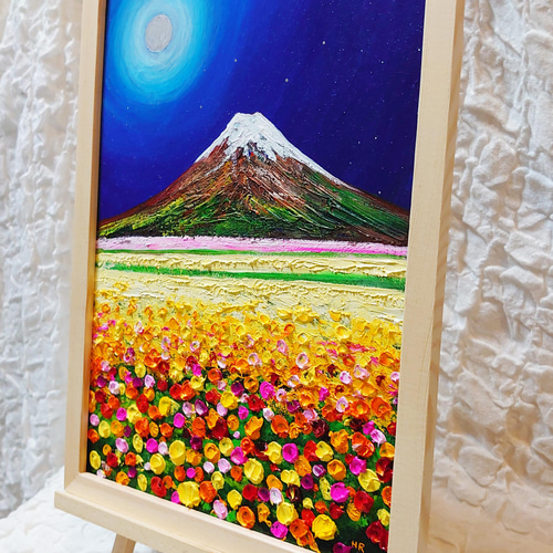 油絵 絵画 【月のお花畑と富士山  
】 油絵 絵画【月のお花畑と富士山 】 絵画 HR 通販 14487314