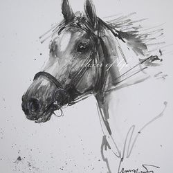 水彩画　古物　競走馬　戦前の作品　作者不明 水彩画 古物 競走馬 戦前の作品 作者不明 水彩画 古物 競走馬