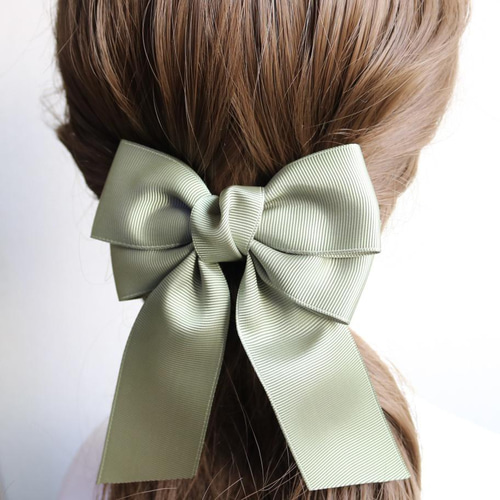 ビッグダブルリボン オリーブ 緑 卒業式 入学式 大きめリボン リボン  