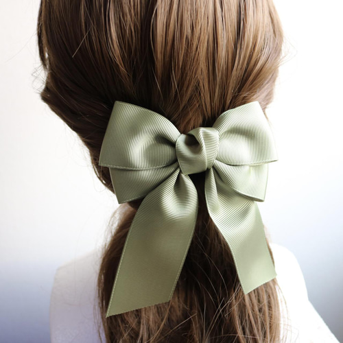 ビッグダブルリボン オリーブ 緑 卒業式 入学式 大きめリボン リボン