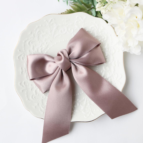 青山リボン ビッグダブルリボン サテンリボン ミスティピンク くすみ