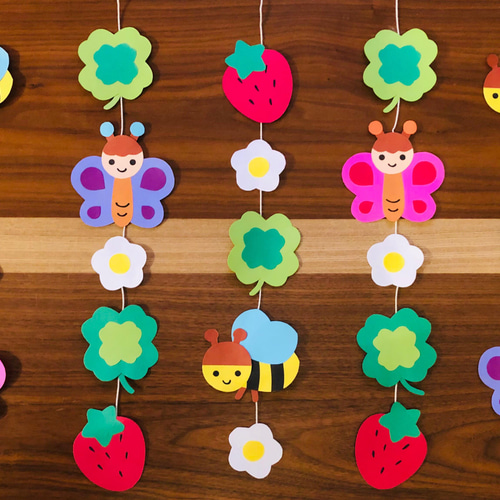 壁面飾り 春いっぱいガーランド 縦ver. 布 Saki's factory☆ 的作品