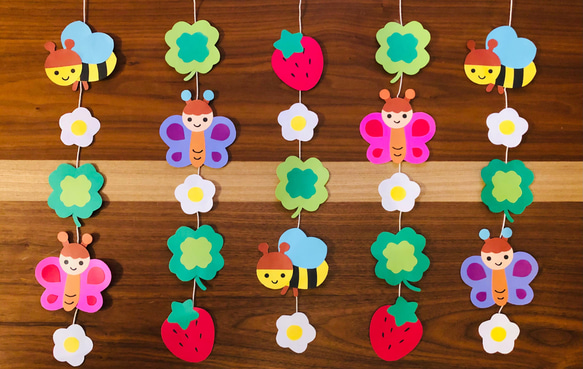 壁面飾り 春いっぱいガーランド 縦ver. 生地 Saki's factory☆ 通販