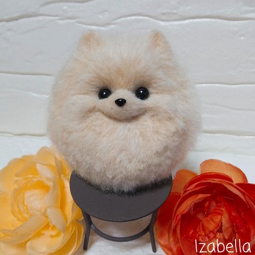 ポメラニアン【動物・犬ぽんぽん】チャームタイプ クリーム ぬいぐるみ