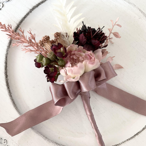 ウェディング　ブーケ　ブーケトニア　2点セット 2点セット ウェディング ブーケ ブートニア ブルー