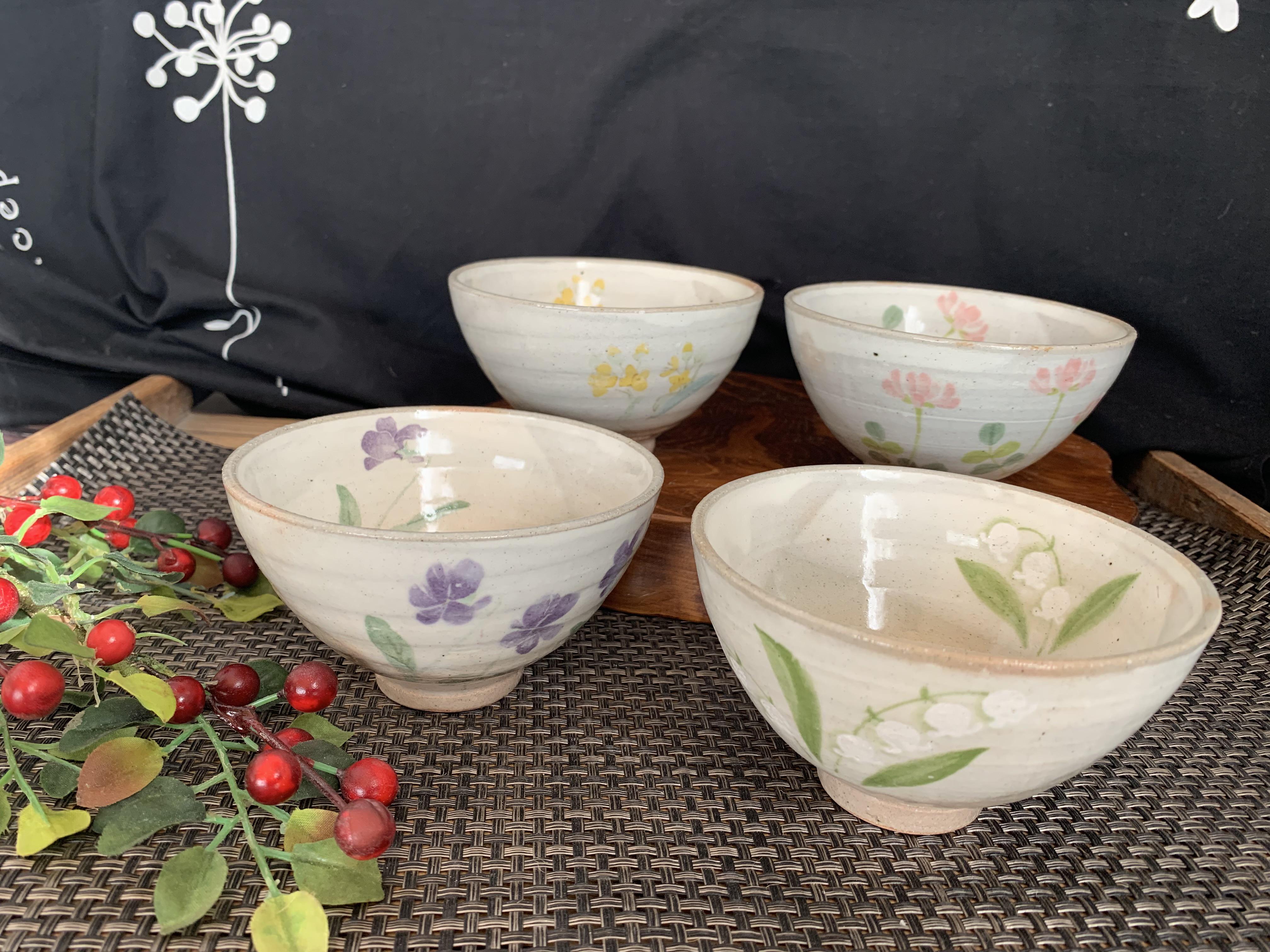 モモ様専用】未使用♪陶あん可愛い花柄お茶碗(深め)4個 【定価