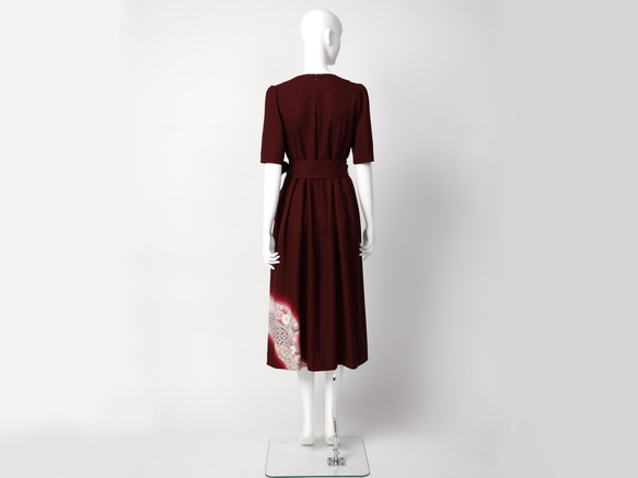 【希 NOZOMI】着物地（きもの地）オリジナルドレス　11号　1点物　正絹 4枚目の画像
