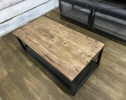 ローテーブル美品　木製　アイアン　インダストリアル aa62d85ddf6e92421d172d2433756a
