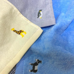 アニマル刺繍のタオルエプロン　3枚セット　きりん・ペンギン・ロバ 2枚目の画像