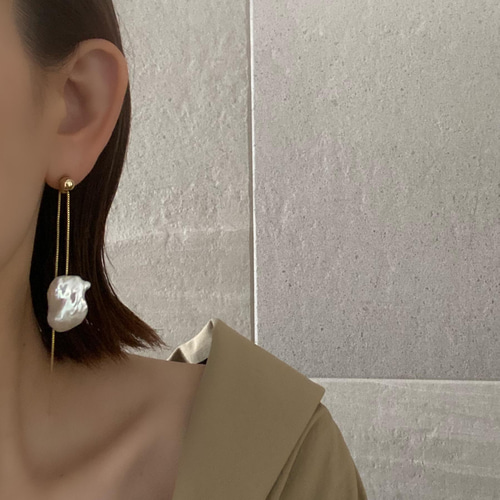Blanc バロックパール ロングチェーン ピアス バロックパール ロングチェーン ピアス イヤリング ピアス