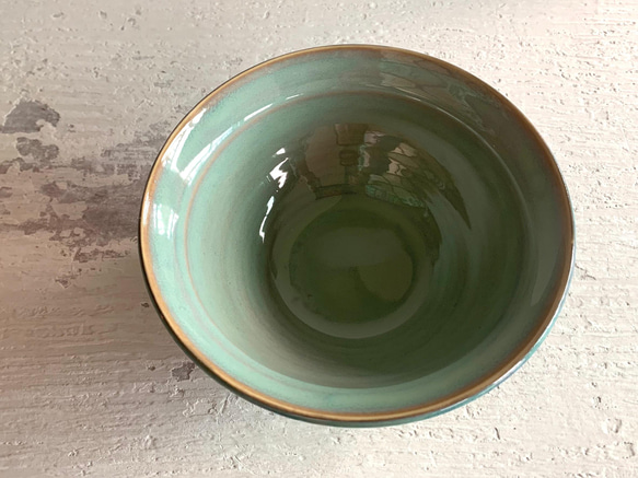 ヤン彫刻シリーズ-緑の花白い磁器bowl_ceramicダイニングボウル 3枚目の画像