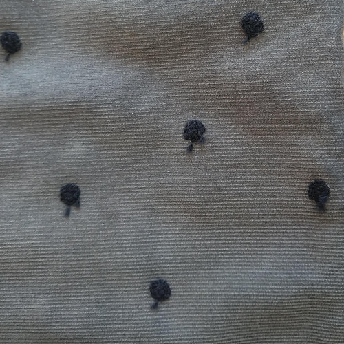 C&S コーデュロイに林檎の刺繍の生地《ダークブルー》生地幅×1m