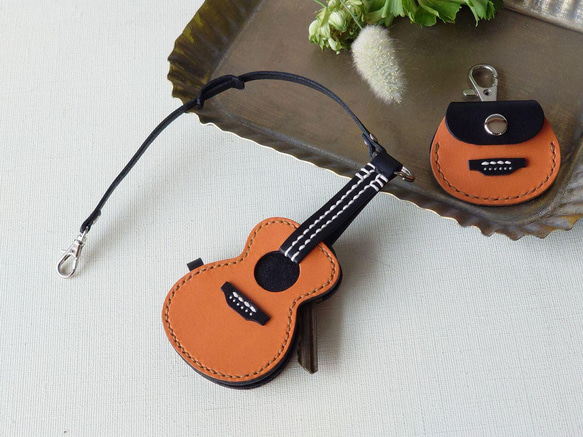 【名入れ】ミニチュア【ギター】キーカバー＆ピックケース バッグチャームやキーホルダーとしても！※袋ラッピング無料 7枚目の画像