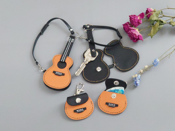 【名入れ】ミニチュア【ギター】キーカバー＆ピックケース バッグチャームやキーホルダーとしても！※袋ラッピング無料 10枚目の画像