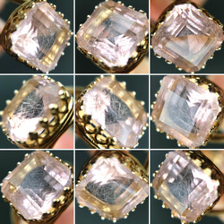 真鍮★希少★宝石質ピンクフローライトAAA☆11〜17号フリーサイズ☆スクエア10×9.8mm ☆指輪☆天然石リング 3枚目の画像