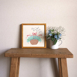 「ワスレナグサの花かご」20cm角ポスター（文字入り／なし） 4枚目の画像