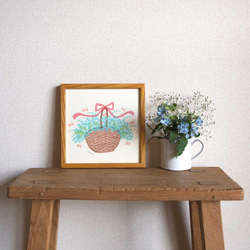 「ワスレナグサの花かご」20cm角ポスター（文字入り／なし） 8枚目の画像