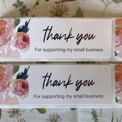 再入荷！『thank youシール　薔薇柄　ローズ　25㎜×75㎜ 横長size』～同柄　計50枚セット～ 1枚目の画像
