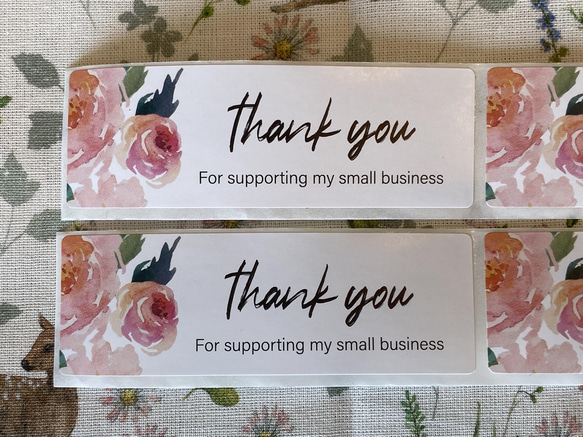 再入荷！『thank youシール　薔薇柄　ローズ　25㎜×75㎜ 横長size』～同柄　計50枚セット～ 1枚目の画像