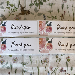 再入荷！『thank youシール　薔薇柄　ローズ　25㎜×75㎜ 横長size』～同柄　計50枚セット～ 5枚目の画像