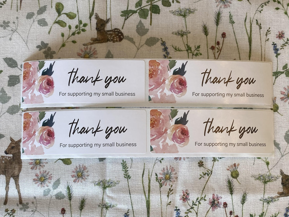 再入荷！『thank youシール　薔薇柄　ローズ　25㎜×75㎜ 横長size』～同柄　計50枚セット～ 5枚目の画像