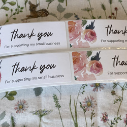 再入荷！『thank youシール　薔薇柄　ローズ　25㎜×75㎜ 横長size』～同柄　計50枚セット～ 3枚目の画像