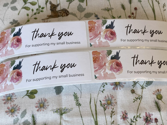 再入荷！『thank youシール　薔薇柄　ローズ　25㎜×75㎜ 横長size』～同柄　計50枚セット～ 3枚目の画像