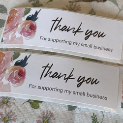 再入荷！『thank youシール　薔薇柄　ローズ　25㎜×75㎜ 横長size』～同柄　計50枚セット～ 2枚目の画像