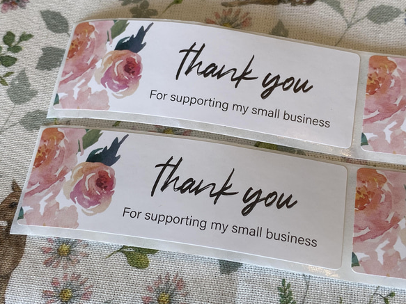再入荷！『thank youシール　薔薇柄　ローズ　25㎜×75㎜ 横長size』～同柄　計50枚セット～ 2枚目の画像