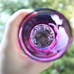 「バラ」ピンク　ロックグラス　サンドブラスト 6枚目の画像