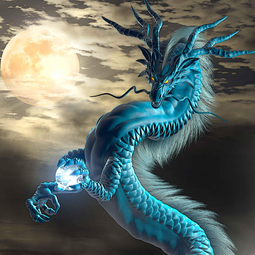 龍の絵「月雲・青龍」自作A4 竜の絵 イラスト breeze 通販 13597915