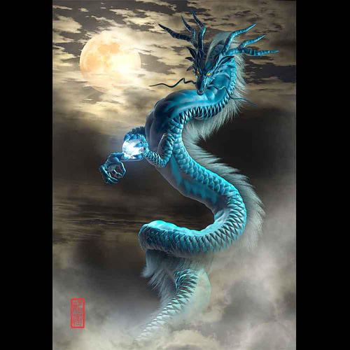 手描きイラスト＊オリジナル【青龍】 白龍 黒龍 青龍 のスピリチュアル 開運 水彩画 イラスト アート