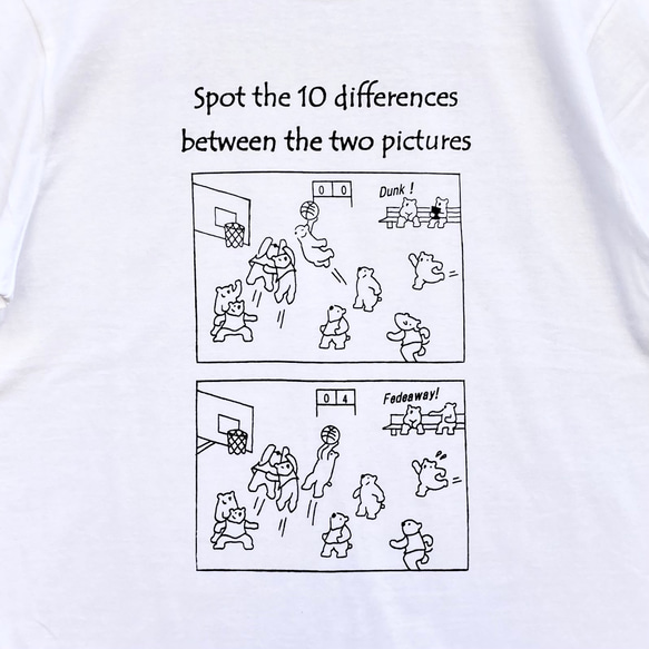 22・Tシャツ「まちがい探し　バスケがしたいです」ホワイト 3枚目の画像
