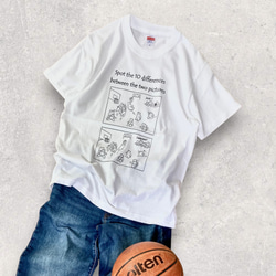 22・Tシャツ「まちがい探し　バスケがしたいです」ホワイト 1枚目の画像