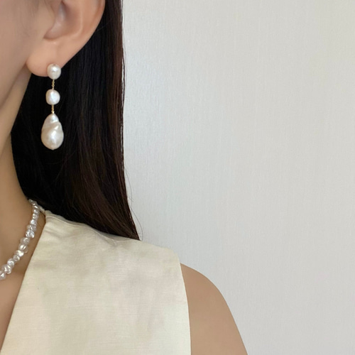 VEERT ピアス　バールピアス　ピアス 予約配送 7/26~(8MM)】エトレ パール ピアス：シルバー(2 SIZE