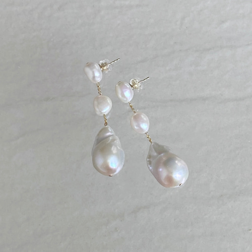loin. パールピアスmatch pierced earring K10 lantern pearl pierced earring ランタン パール ピアス
