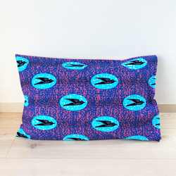 枕カバー／ピロケース／アフリカンプリント／つばめ（水色×紫） 2枚目の画像